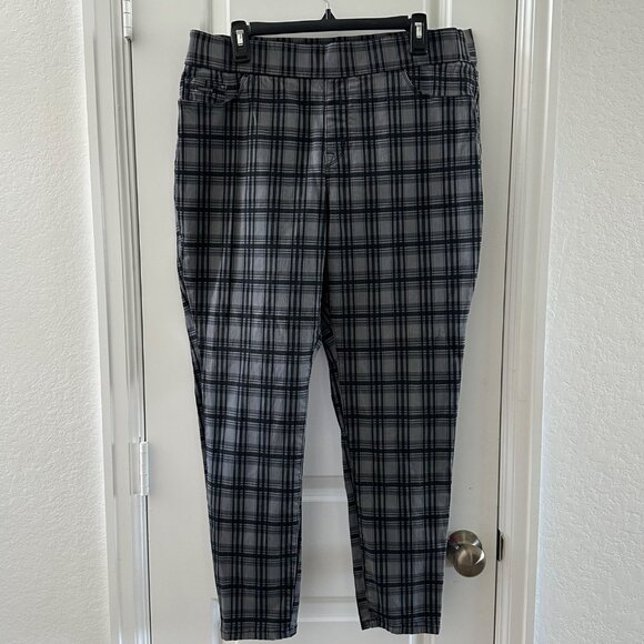 Nine West Pants - Nine West Womens Plaid Skinny Jeans Size 16 Gray Black Cotton Blend Comfortable